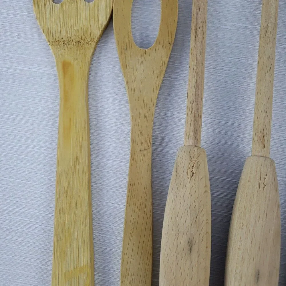 Wood Cooking Utensils Spoon Fork Chopper Spatula 5 Pcs Lot